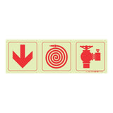 Parrot Photoluminescent 190mm Arrow Down Fire Hose Reel Fire Hydrant Safety Sign-F7 SNP19F7