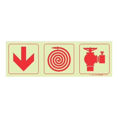 Parrot Photoluminescent 190mm Arrow Down Fire Hose Reel Fire Hydrant Safety Sign-F7 SNP19F7