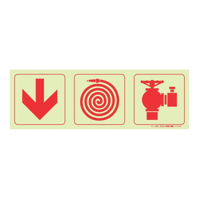 Parrot Photoluminescent 190mm Arrow Down Fire Hose Reel Fire Hydrant Safety Sign-F7 SNP19F7