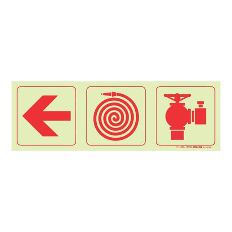 Parrot Photoluminescent 190mm Arrow Left Fire Hose Reel Fire Hydrant Safety Sign-F8 SNP19F8