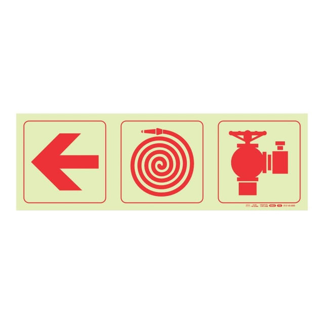 Parrot Photoluminescent 190mm Arrow Left Fire Hose Reel Fire Hydrant Safety Sign-F8 SNP19F8