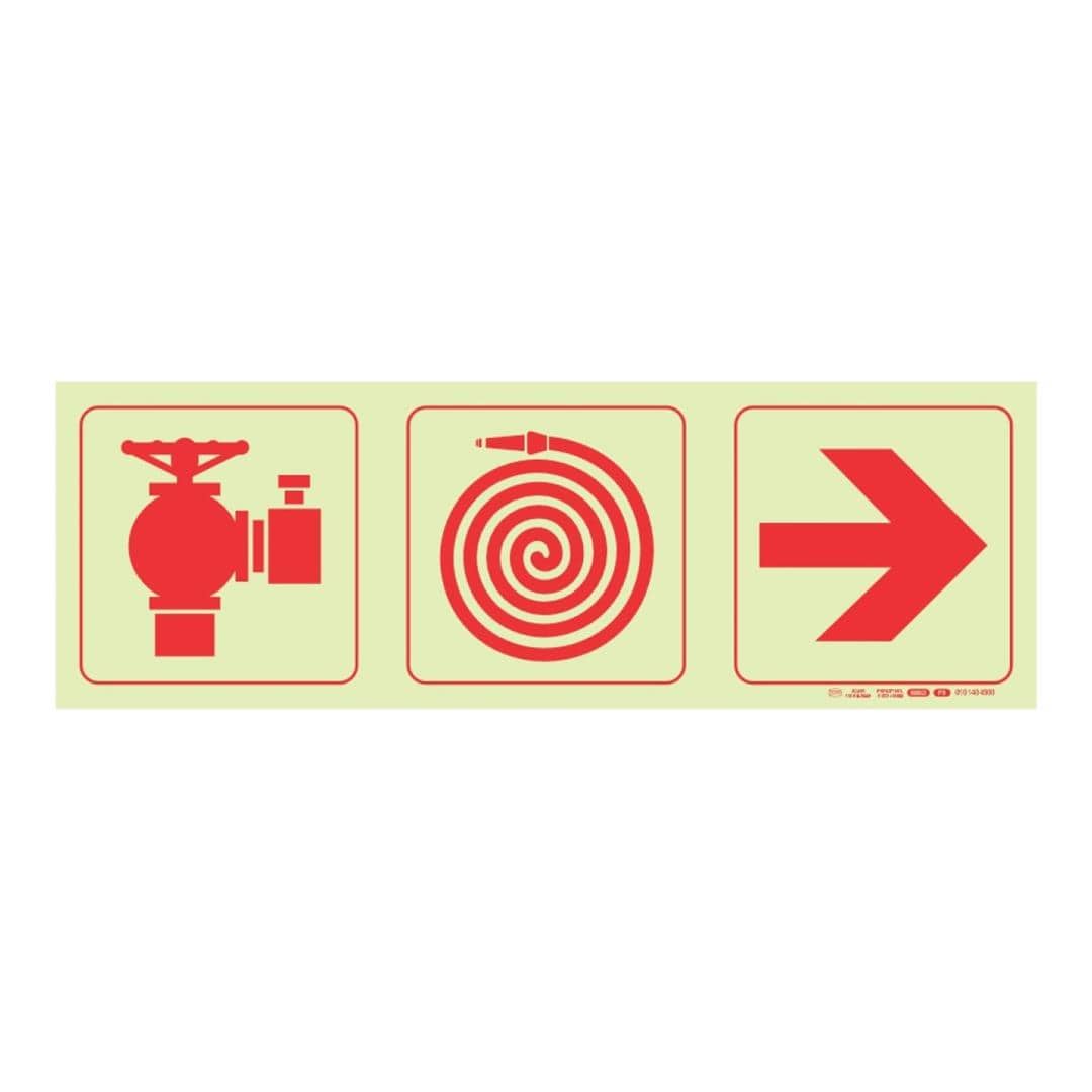 Parrot Photoluminescent 190mm Fire Hydrant Fire Hose Reel Arrow Right Safety Sign-F9 SNP19F9