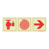 Parrot Photoluminescent 190mm Fire Hydrant Fire Hose Reel Arrow Right Safety Sign-F9 SNP19F9