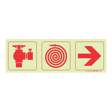 Parrot Photoluminescent 190mm Fire Hydrant Fire Hose Reel Arrow Right Safety Sign-F9 SNP19F9