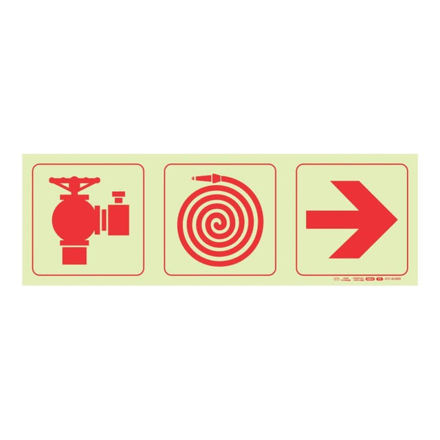 Parrot Photoluminescent 190mm Fire Hydrant Fire Hose Reel Arrow Right Safety Sign-F9 SNP19F9