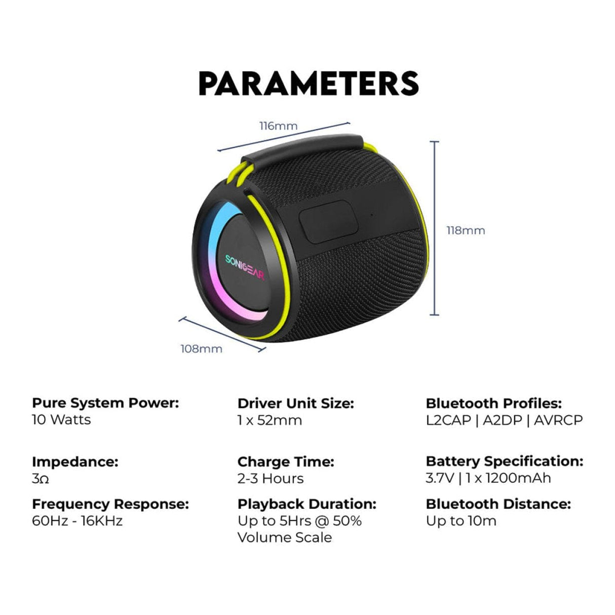 SonicGear SonicGo Boom 2 Portable Bluetooth Speaker SONICGOBOOM2