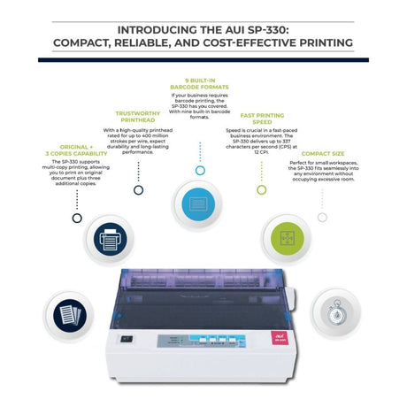 AUI SP-330 9-pin 337 cps Dot Matrix Printer