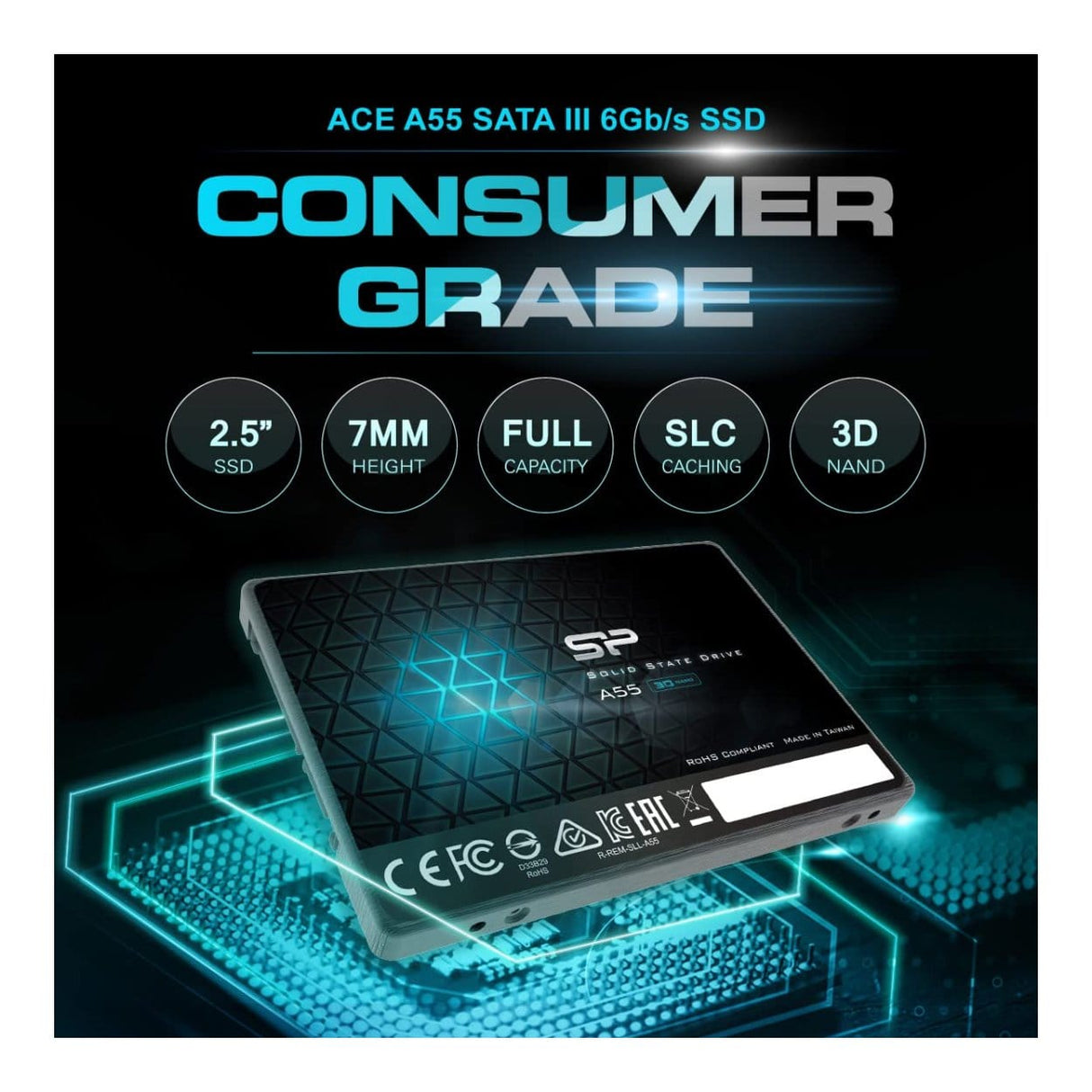 Silicon Power Ace A55 2.5-inch 2TB SATA III 3D TLC Internal SSD SP002TBSS3A55S25