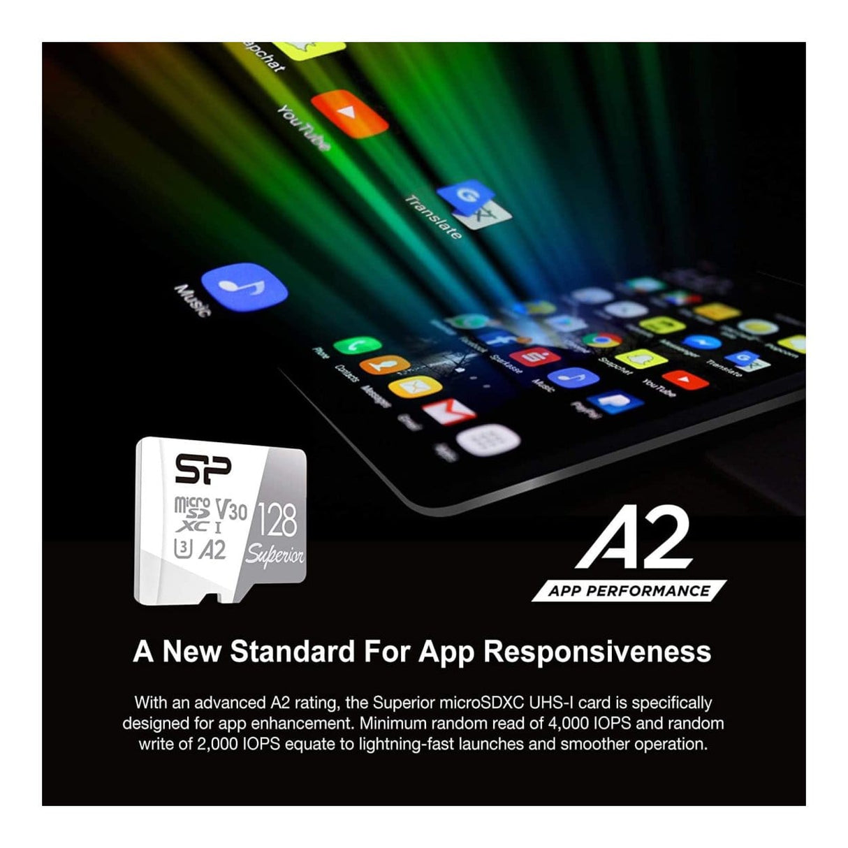 Silicon Power Superior A2 64GB MicroSDXC UHS-I Class 10 Memory Card SP064GBSTXDA2V20SP