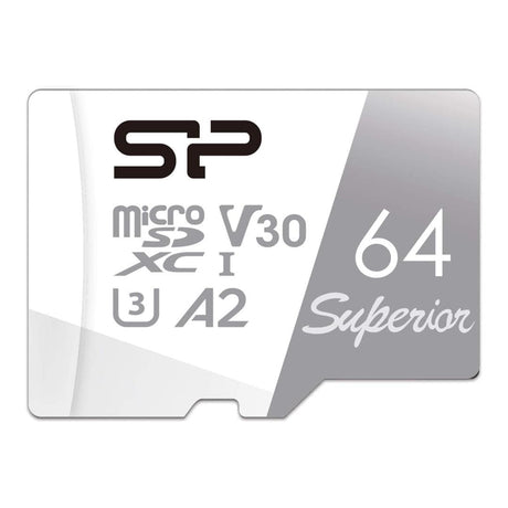 Silicon Power Superior A2 64GB MicroSDXC UHS-I Class 10 Memory Card SP064GBSTXDA2V20SP