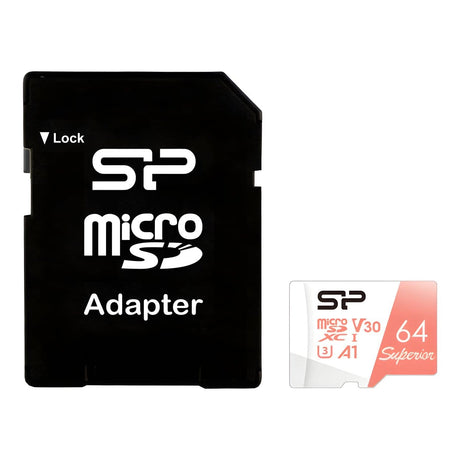 Silicon Power Superior 64GB MicroSDXC UHS-I Class 10 Memory Card SP064GBSTXDV3V20SP