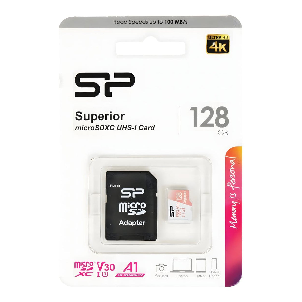 Silicon Power Superior 128GB MicroSDXC UHS-I Class 10 Memory Card SP128GBSTXDV3V20SP
