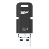Silicon Power Mobile C50 128GB USB Type-C Micro B and Type-A USB 3.1 Black USB Flash Drive SP128GBUC3C50V1K