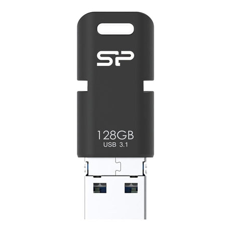 Silicon Power Mobile C50 128GB USB Type-C Micro B and Type-A USB 3.1 Black USB Flash Drive SP128GBUC3C50V1K