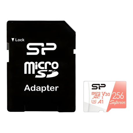 Silicon Power Superior 256GB MicroSDXC UHS-I Class 10 Memory Card SP256GBSTXDV3V20SP