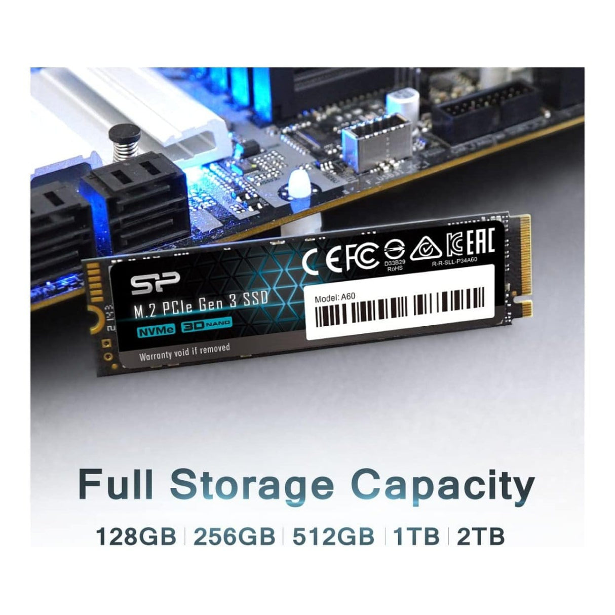 Silicon Power P34A60 512GB M.2 PCIe NVMe SLC Internal SSD SP512GBP34A60M28