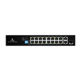 Scoop 16-port 150W 2x Gigabit 1x SFP Fast Ethernet AI PoE Network Switch SPS-16F2GS