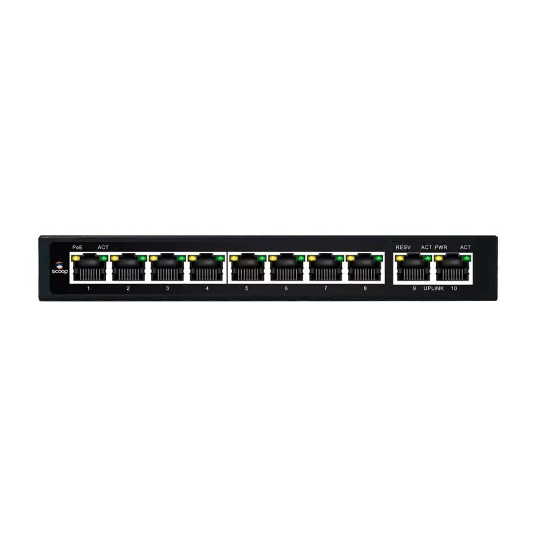Scoop 10-port 96W Fast Ethernet AI PoE Network Switch SPS-8F2F