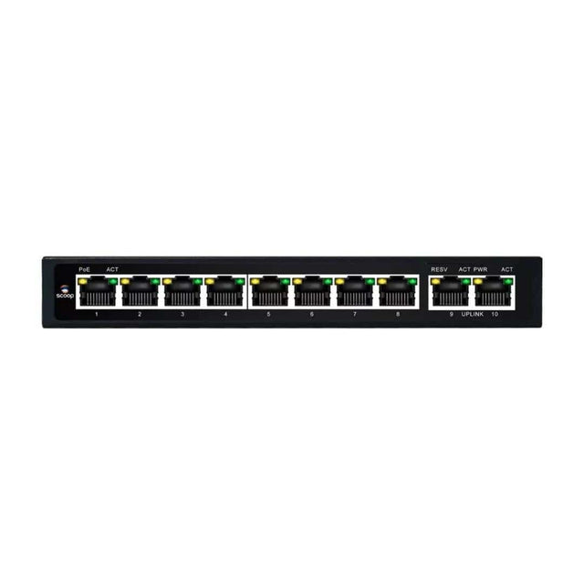 Scoop 10-port 96W Fast Ethernet AI PoE Network Switch SPS-8F2F