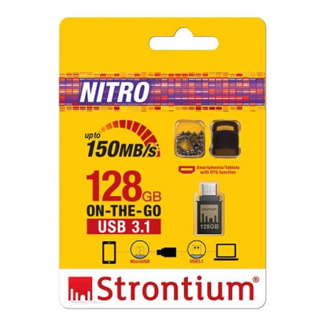 Strontium Nitro OTG 128GB USB 3.1 Black Flash Drive SR128GBBOTG2Y