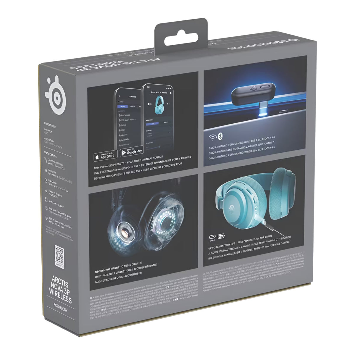 SteelSeries Arctis Nova 3P Wireless Gaming Headset for Playstation - Aqua SS-61688
