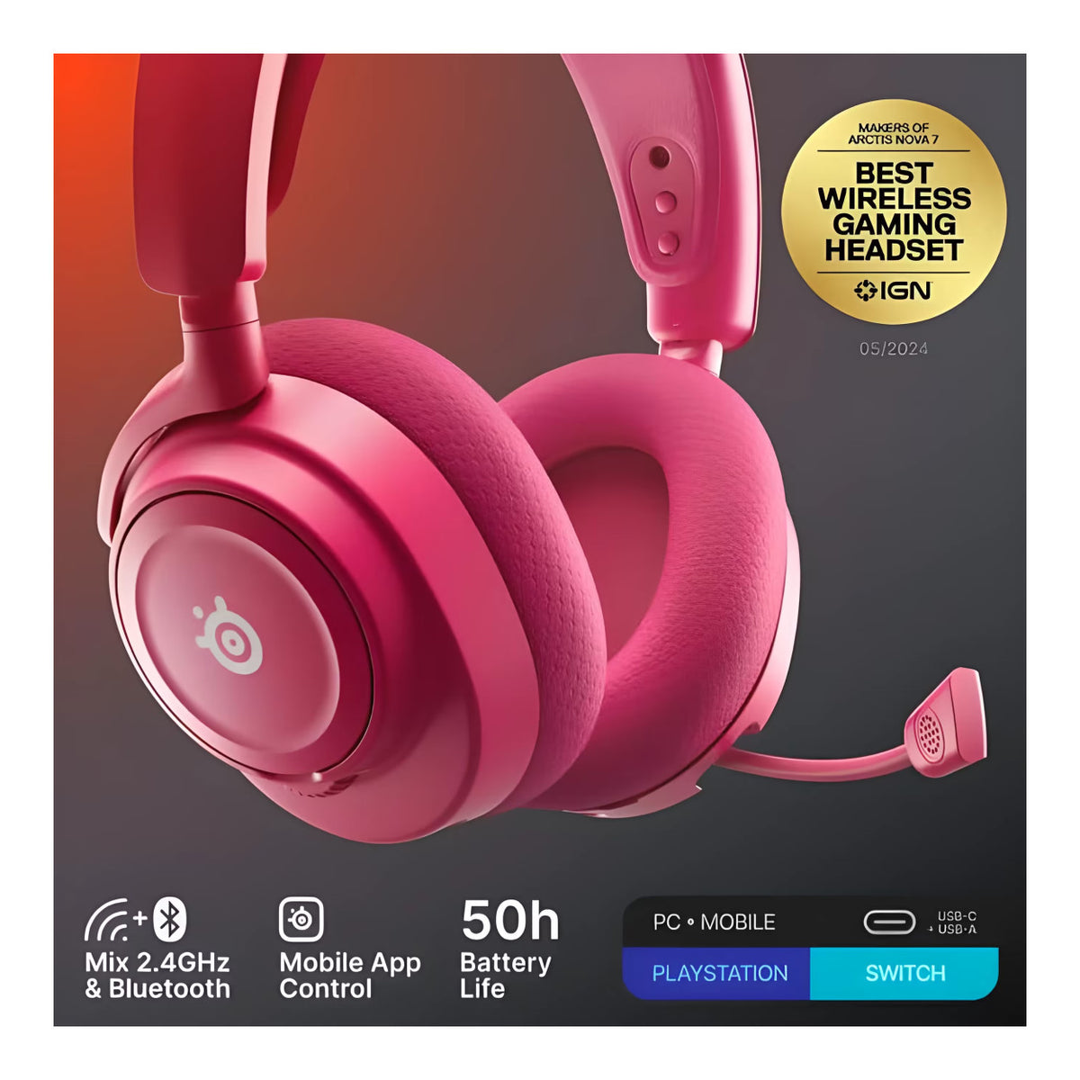 SteelSeries Arctis Nova 7 Gen 2 Wireless Gaming Headset - Magenta SS-61732