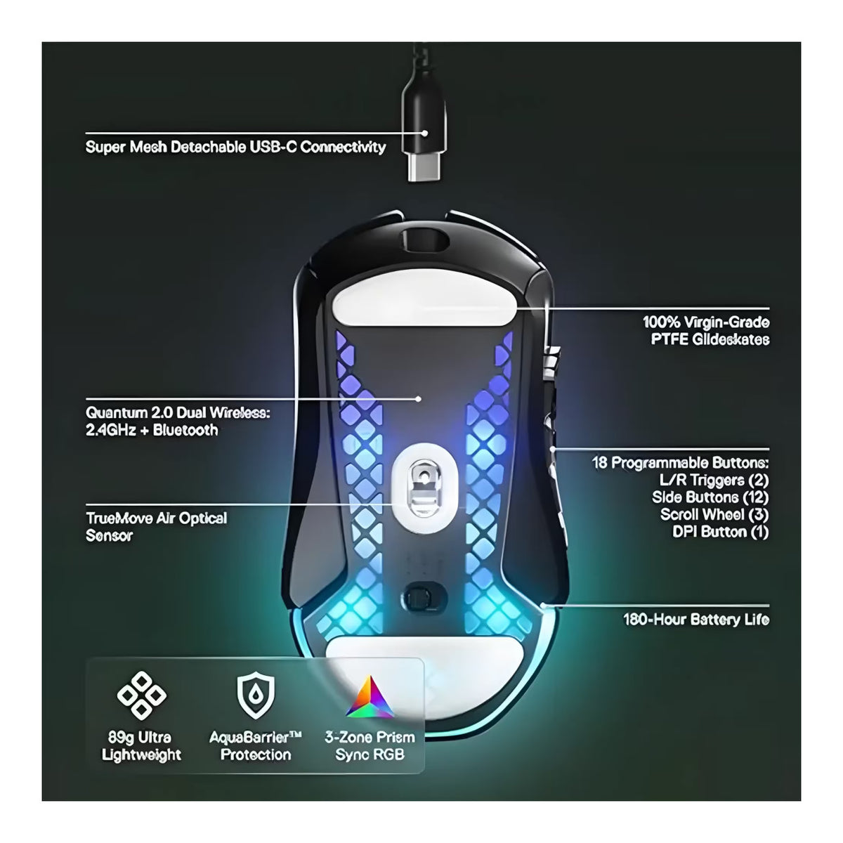 SteelSeries Aerox 9 Wireless Gaming Mouse - Black SS-62618