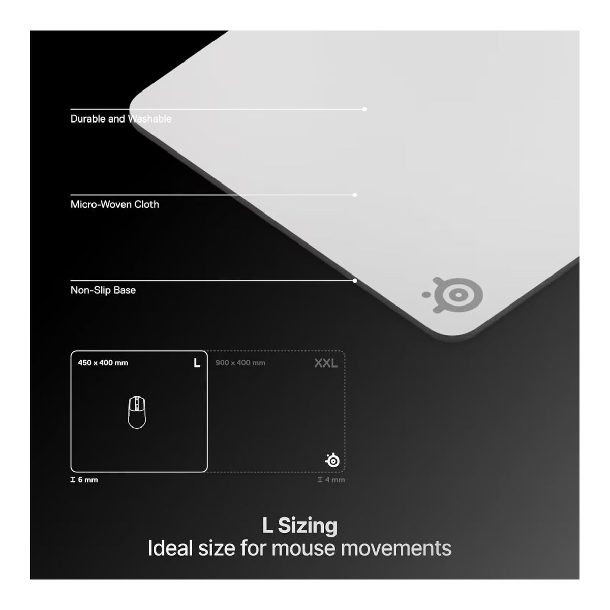 SteelSeries QcK Heavy Gaming Mouse Pad - L White SS-63480