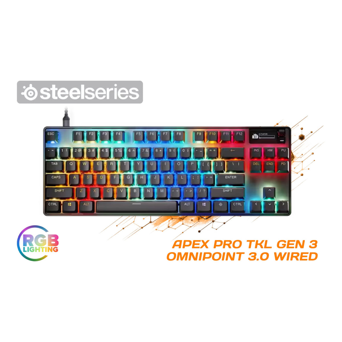 SteelSeries Apex Pro TKL Gen 3 RGB Wired Gaming Keyboard - HyperMagnetic Switches SS-64740