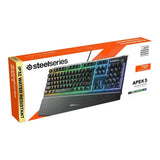 SteelSeries Apex 3 RGB Wired Gaming Keyboard - Whisper Quiet Switches SS-64795