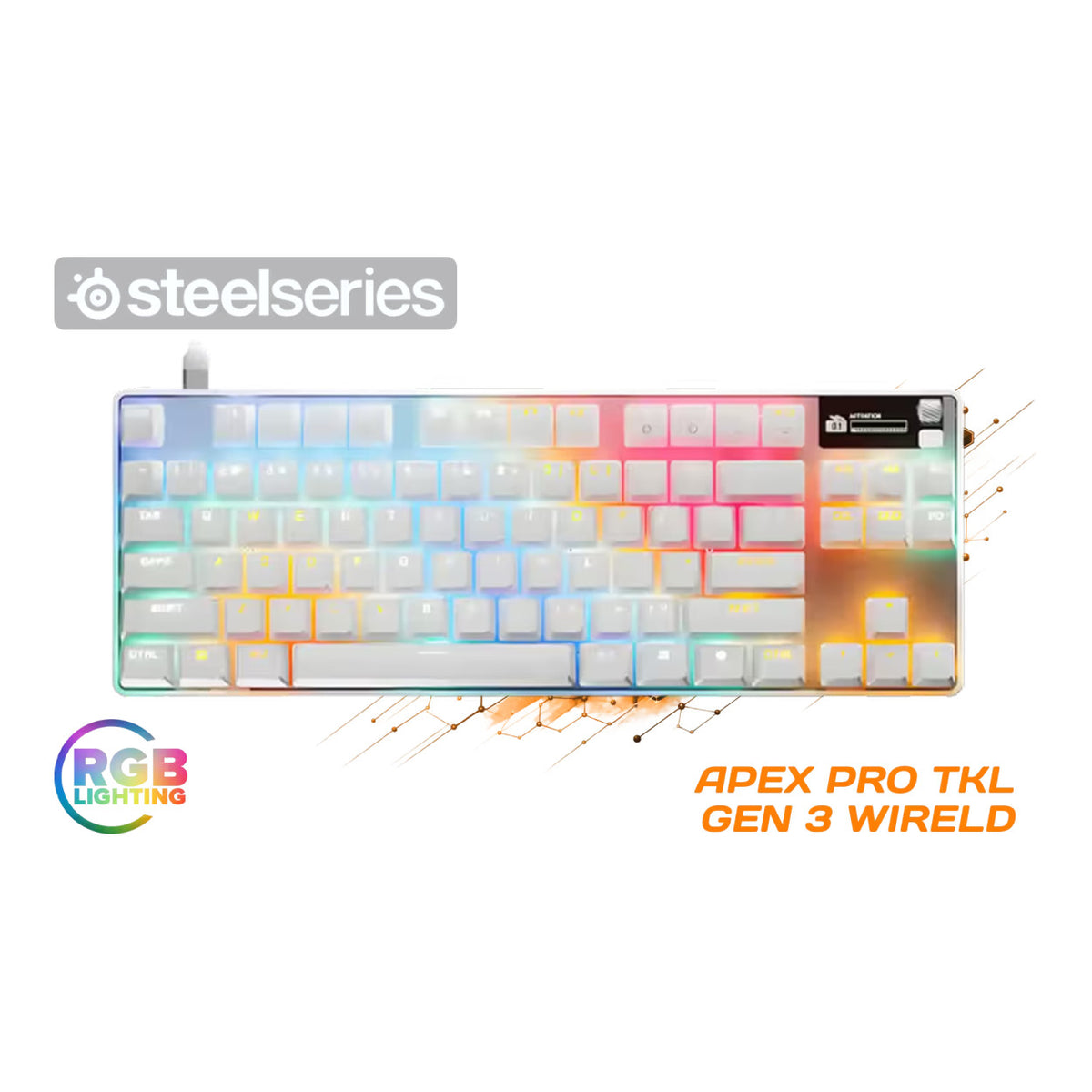 SteelSeries Apex Pro TKL Gen 3 RGB Wired Gaming Keyboard White - HyperMagnetic Switches SS-64898