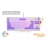 SteelSeries Apex 3 TKL RGB Wired Gaming Keyboard Amethyst - Whisper Quiet Switches SS-64951