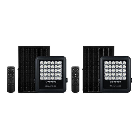 Switched Urban PRO Series 100W Floodlight with Solar Panel and Remote 2-pack