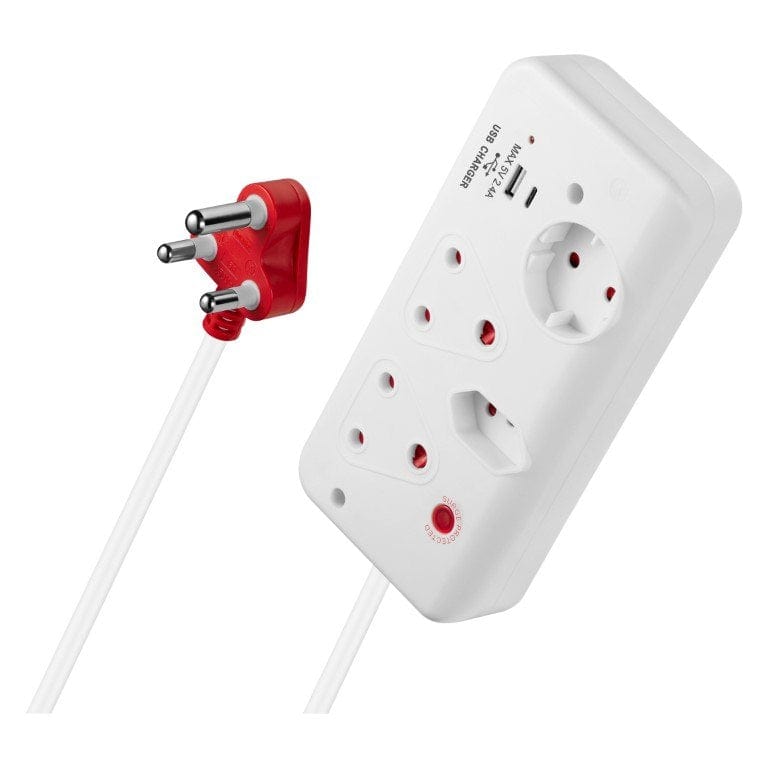 Switched 4-way Medium Surge Protection Multiplug with 0.5m Cord and 1x ...
