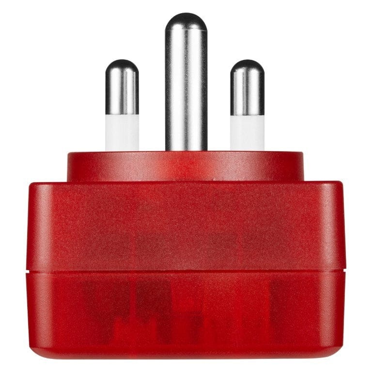 POWERbreathe レッド Switched 2-way High Surge Protection Adapter with 1x USB-A and 1x