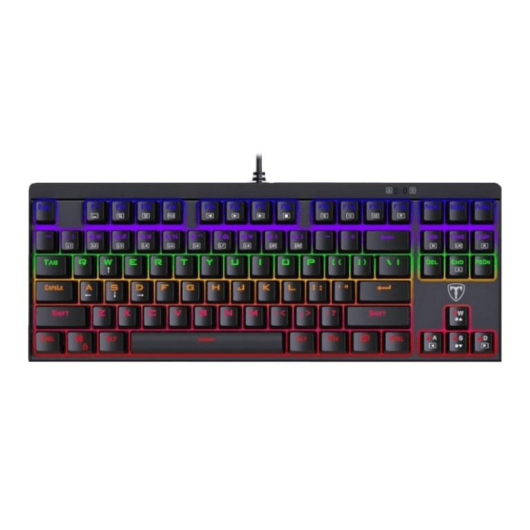 T-Dagger Corvette Rainbow Mechanical TKL Tenkeyless Gaming Keyboard Black T-TGK302-BL