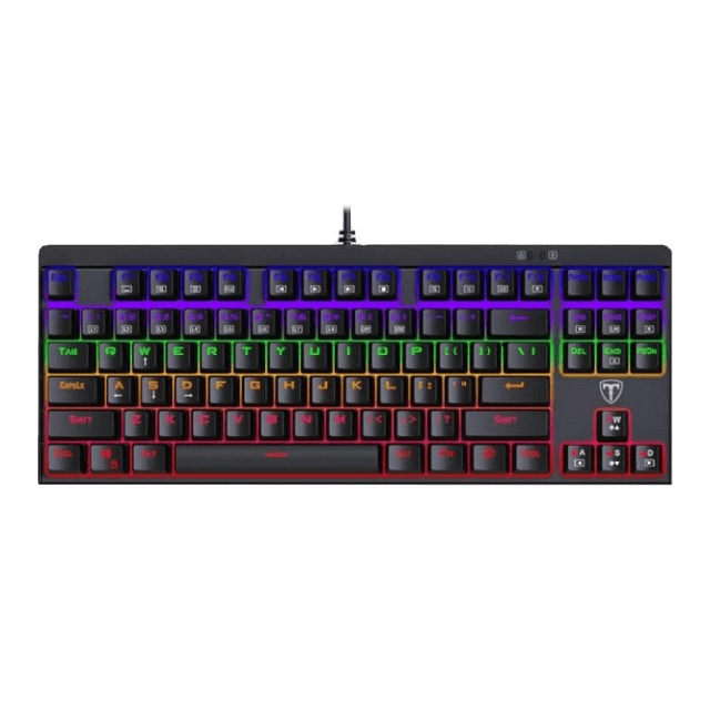 T-Dagger Corvette Rainbow Mechanical TKL Tenkeyless Gaming Keyboard Black T-TGK302-BL