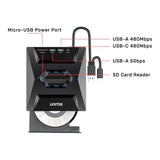 Unitek 5-in-1 External Optical Drive with USB Hub T1037A01
