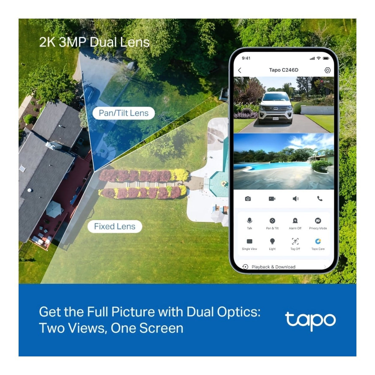 TP-Link Tapo C246D Indoor Outdoor Dual Lens Pan Tilt Security Camera