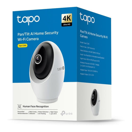 TP-Link Tapo C260 4K 8MP 4.3mm AI Wi-Fi Pan/Tilt Home Security Camera