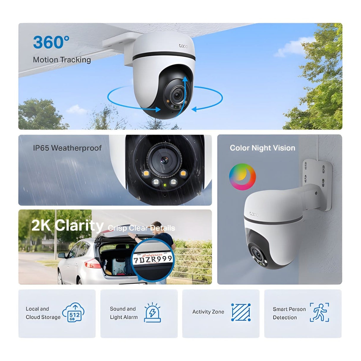 TP-Link Tapo C510W Outdoor Pan Tilt Security Wi-Fi Camera 2-pack