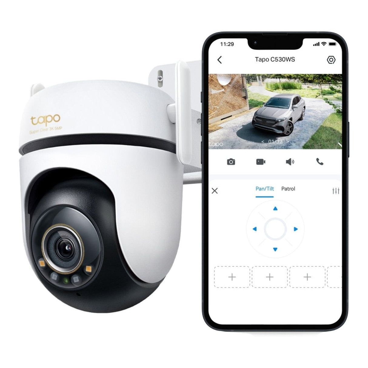 TP-Link Tapo C530WS 3K 5MP 4.0mm Wi-Fi Outdoor Pan/Tilt Security Camera