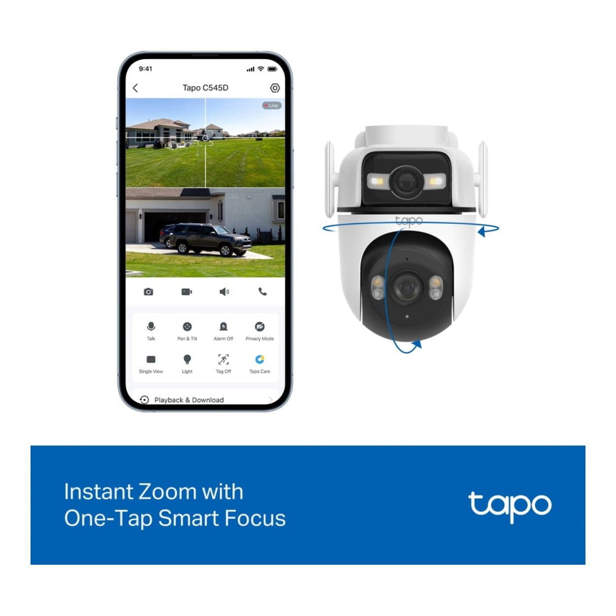 TP-Link Tapo C545D 2K 3MP 6mm Dual Lens Pan/Tilt Security Camera