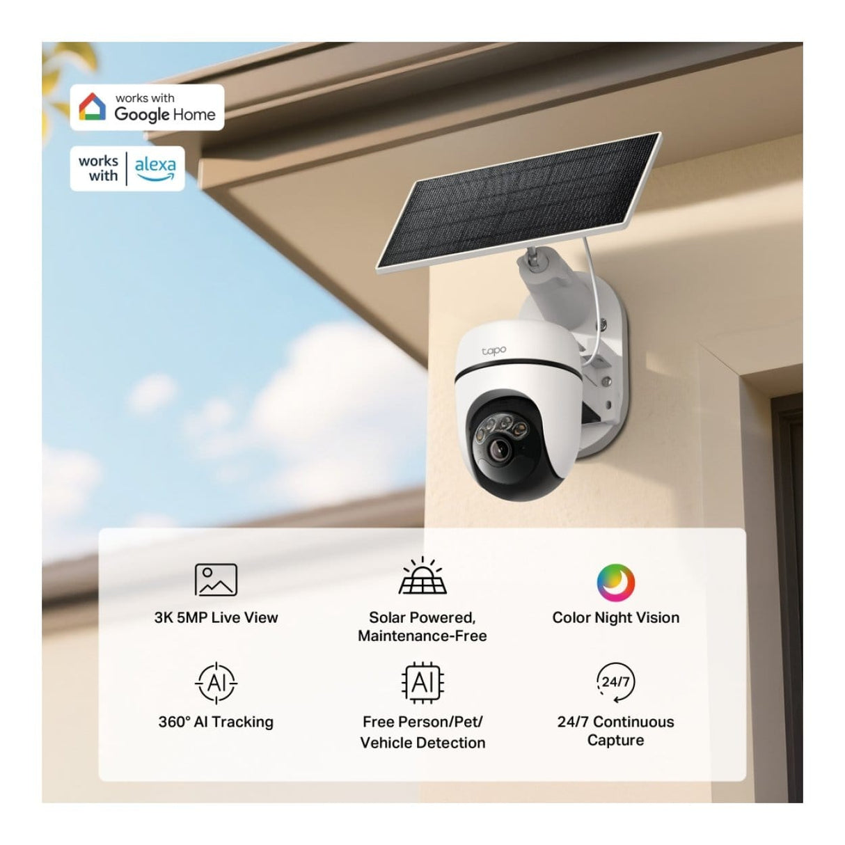 TP-Link Tapo C630 3K 5MP 4.0 mm Solar-Powered Pan/Tilt Security Camera