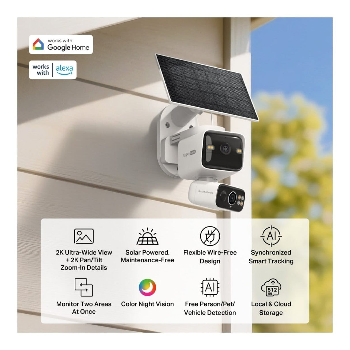 TP-Link Tapo C645D Solar-Powered Dual-Lens Pan/Tilt Security Camera Kit