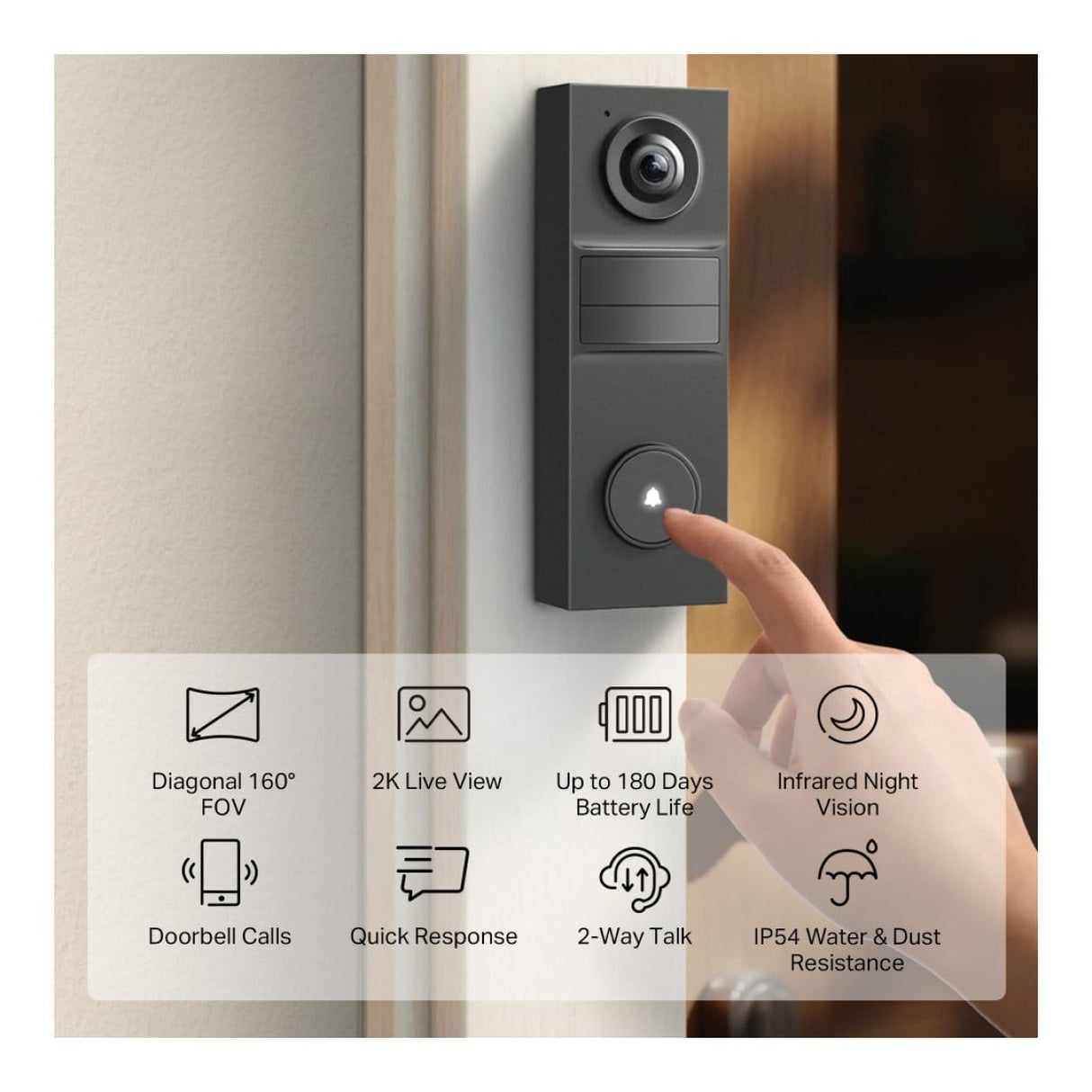 TP-Link Tapo D205 2K Battery Video Doorbell Mini