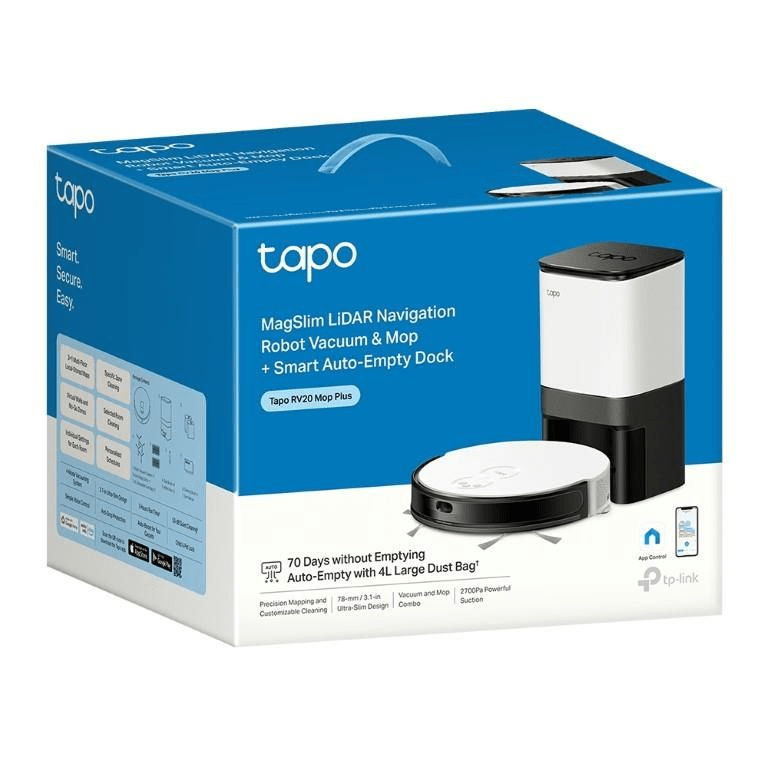 TP-Link Tapo RV20 Mop Plus MagSlim LiDAR Navigation Robot Vacuum and Mop with Smart Auto-Empty Dock