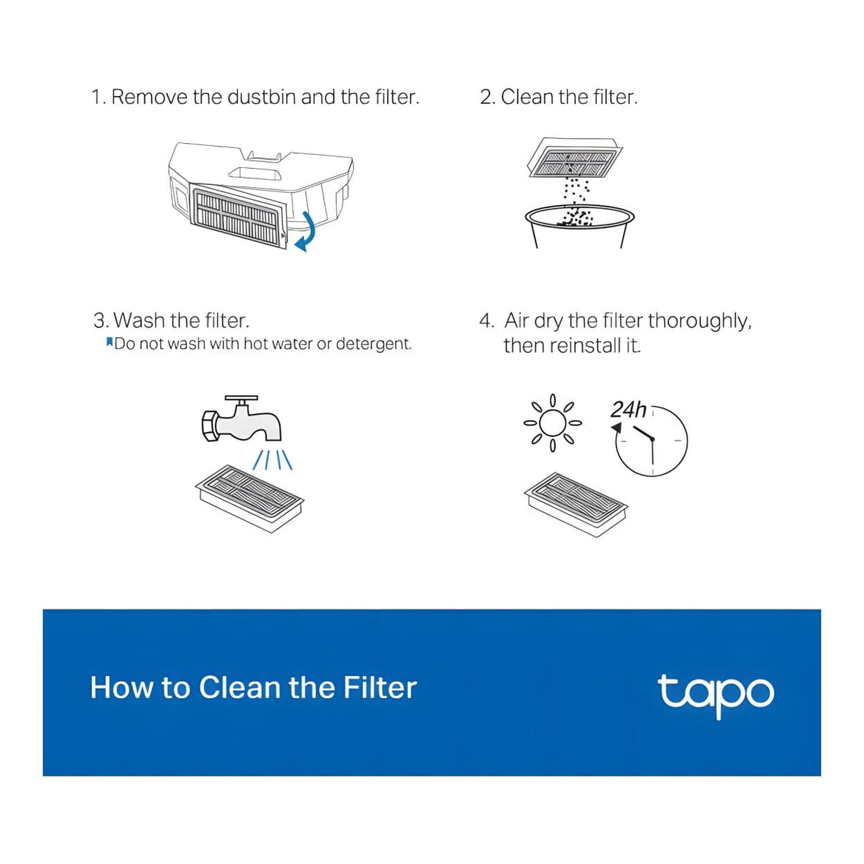 TP-Link Tapo RVA520 Robot Vacuum Washable HEPA Filter 4-pack