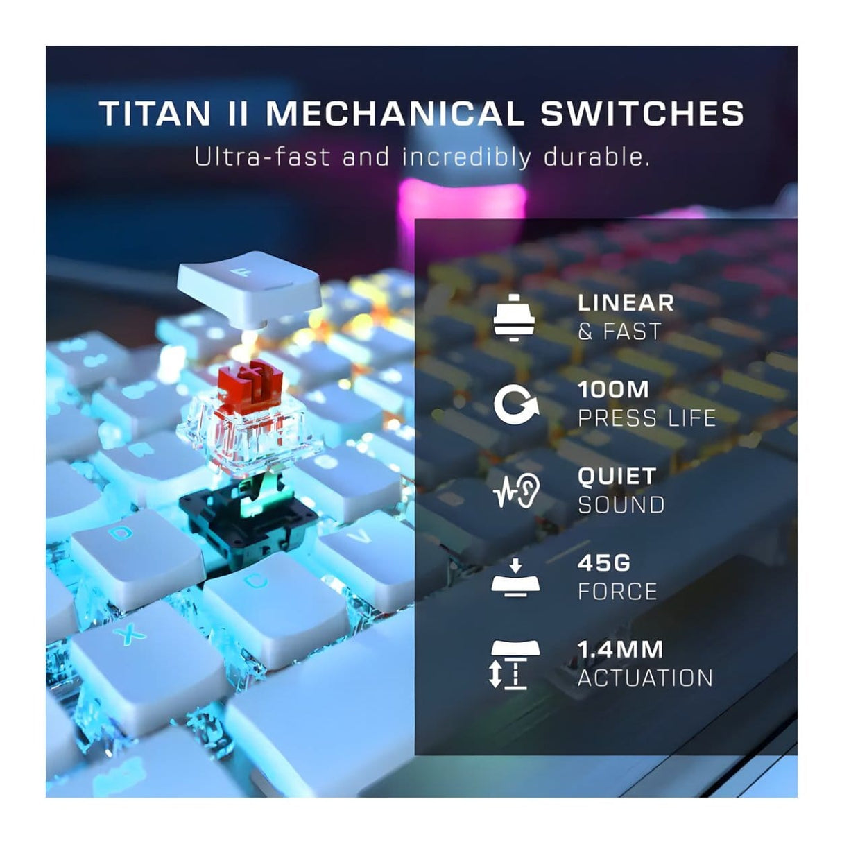 Turtle Beach Vulcan II RGB Wired Mechanical TITAN II Switch Gaming Keyboard White TBK-1002-11-US