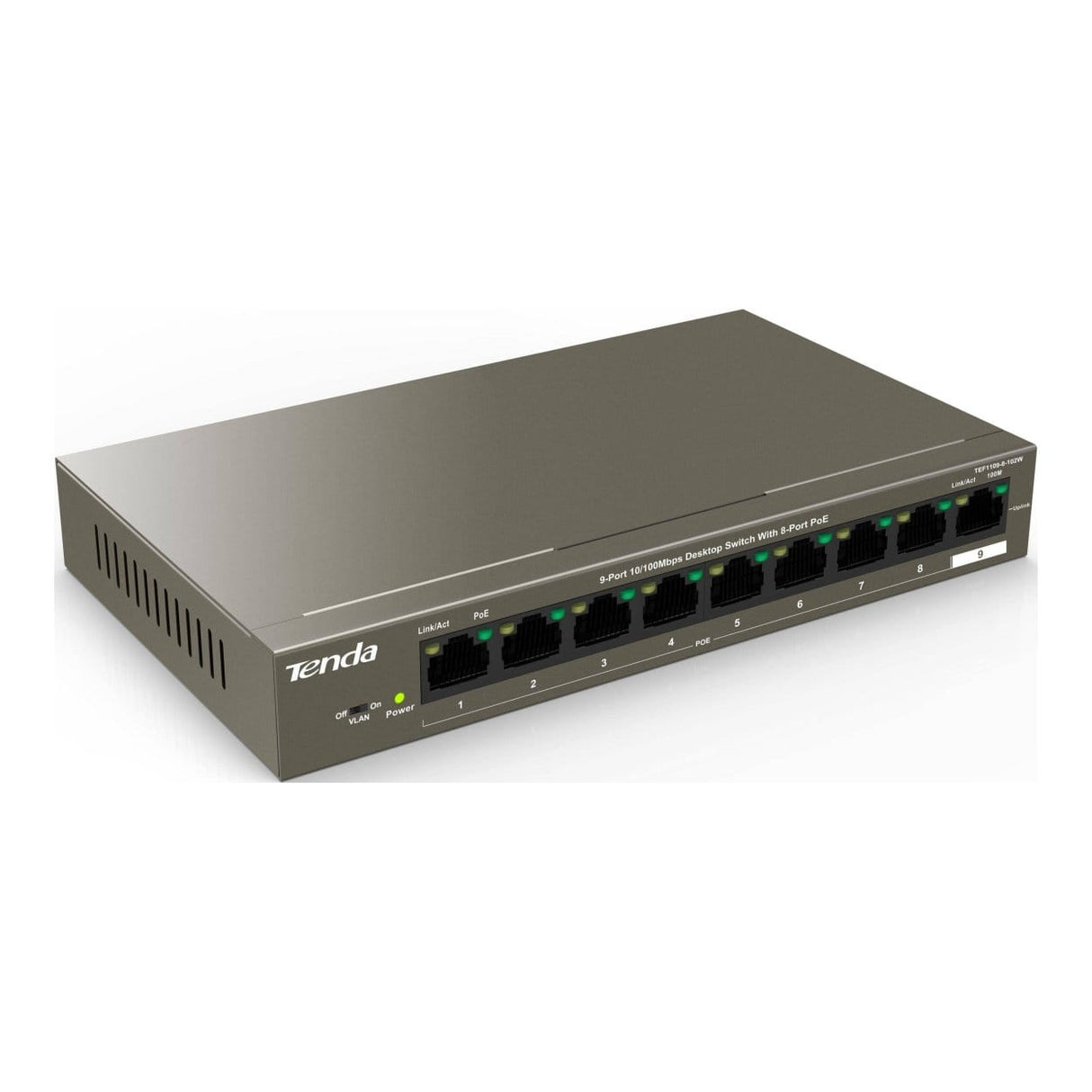 Tenda TEF1109P-8-102W 9-port Fast Unmanaged Switch with 8-port PoE